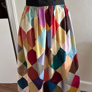 Harlequin Bohemian Patchwork Skirt Silk Dupioni